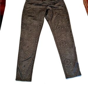 Soybu Silver & Black Floral Asian Patterned Yoga Leggings Stretch Size XL